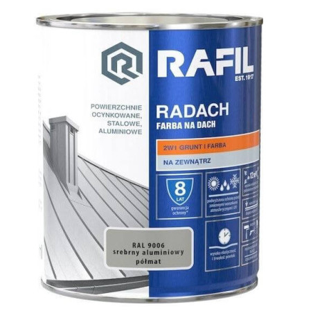 Farba Na Dach Radach 10L Srebrny Aluminiowy RAL 9006 Rafil