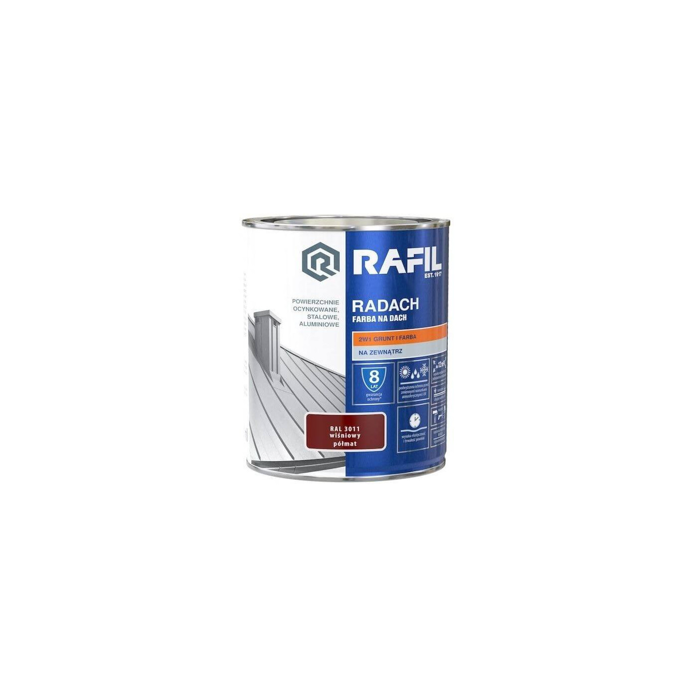 Farba Na Dach Radach 5L Wiśniowy RAL 3011 Rafil Farba Na Dach Radach 5L Wiśniowy RAL 3011 Rafil