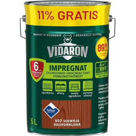 Impregnat Powłokotwórczy Vidaron 4.5L+11% Sekwoja Kalifornijska V07 Vidaron