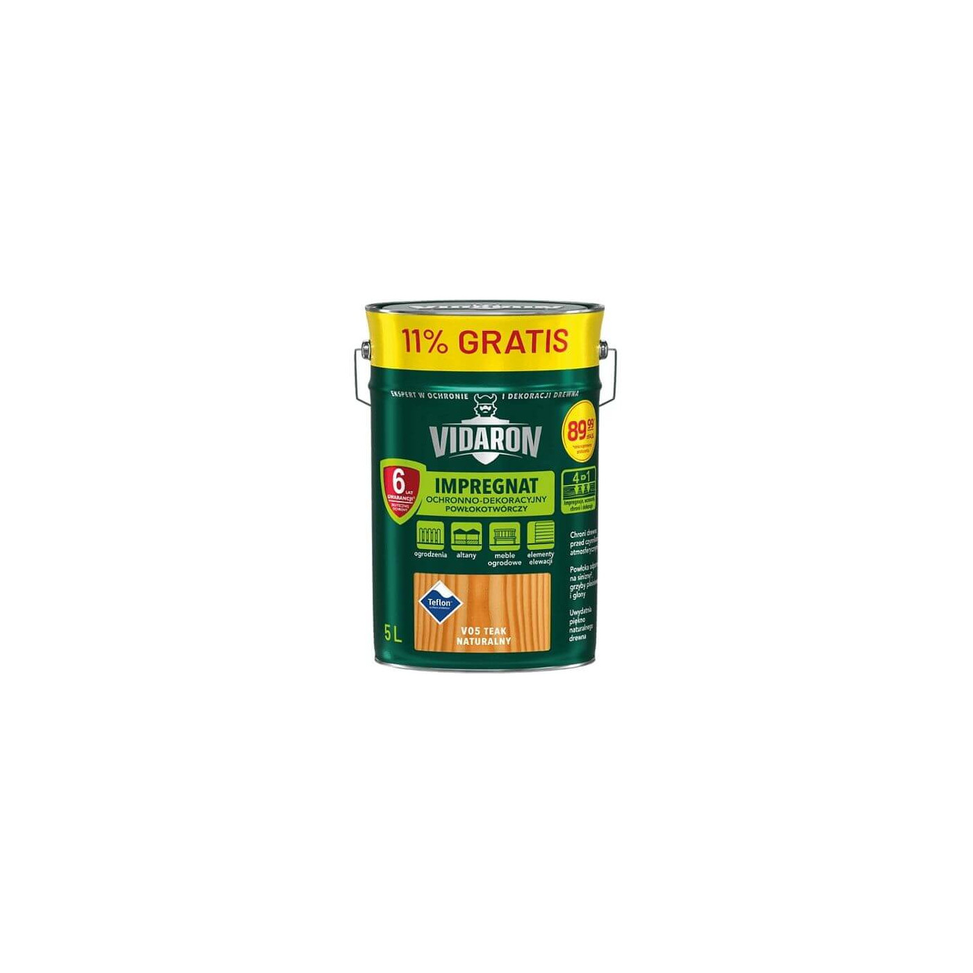 Impregnat Powłokotwórczy Vidaron 4.5L+11% Teak Naturalny V05 Vidaron Impregnat Powłokotwórczy Vidaron 4.5L+11% Teak Naturalny V05 Vidaron