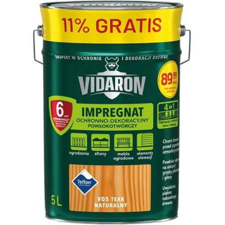 Impregnat Powłokotwórczy Vidaron 4.5L+11% Teak Naturalny V05 Vidaron