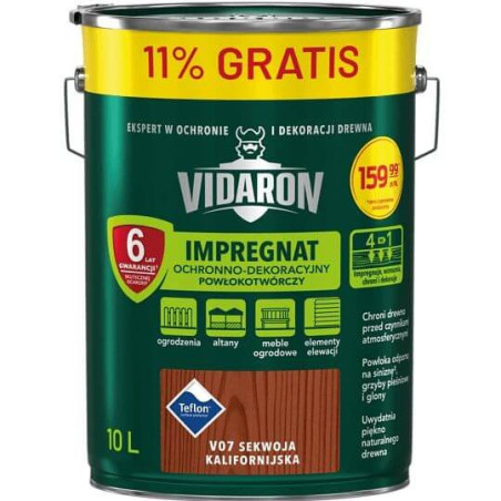 Impregnat Powłokotwórczy Vidaron 9L+11% Sekwoja Kalifornijska V07 Vidaron