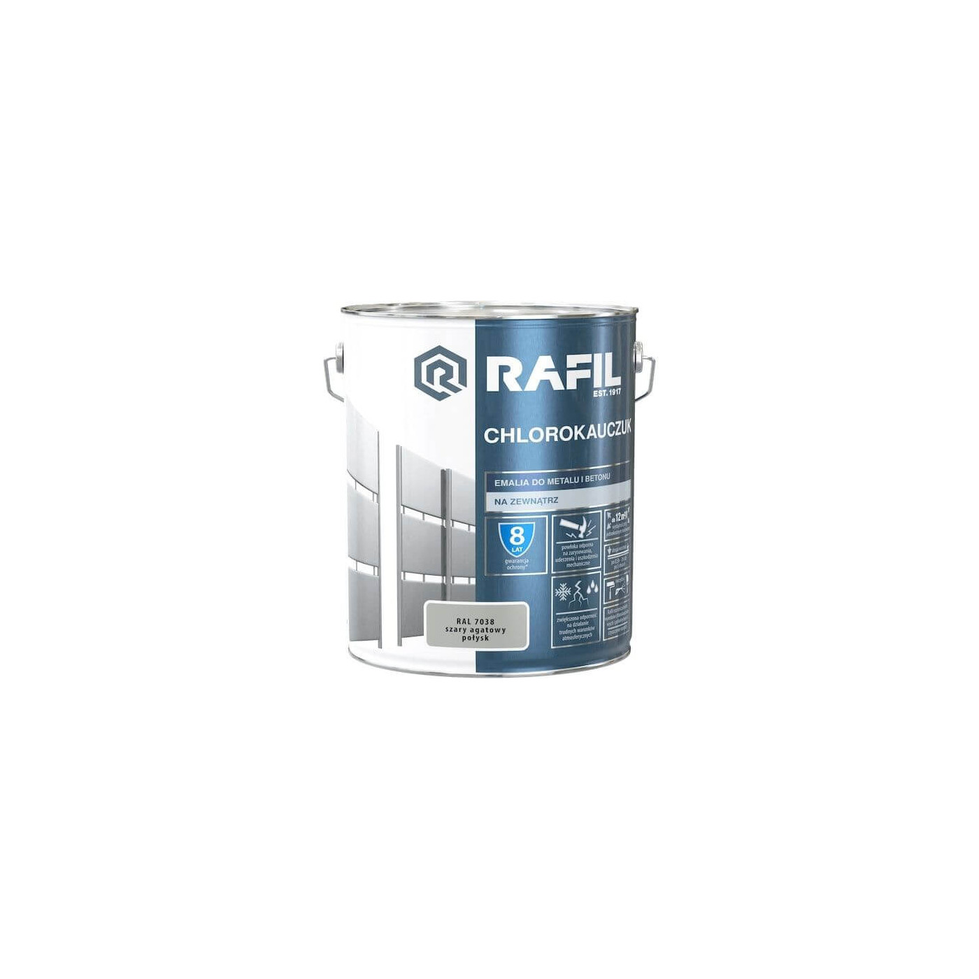 Emalia Chlorokauczukowa Szary Agatowy RAL7038 10L Rafil Emalia Chlorokauczukowa Szary Agatowy RAL7038 10L Rafil