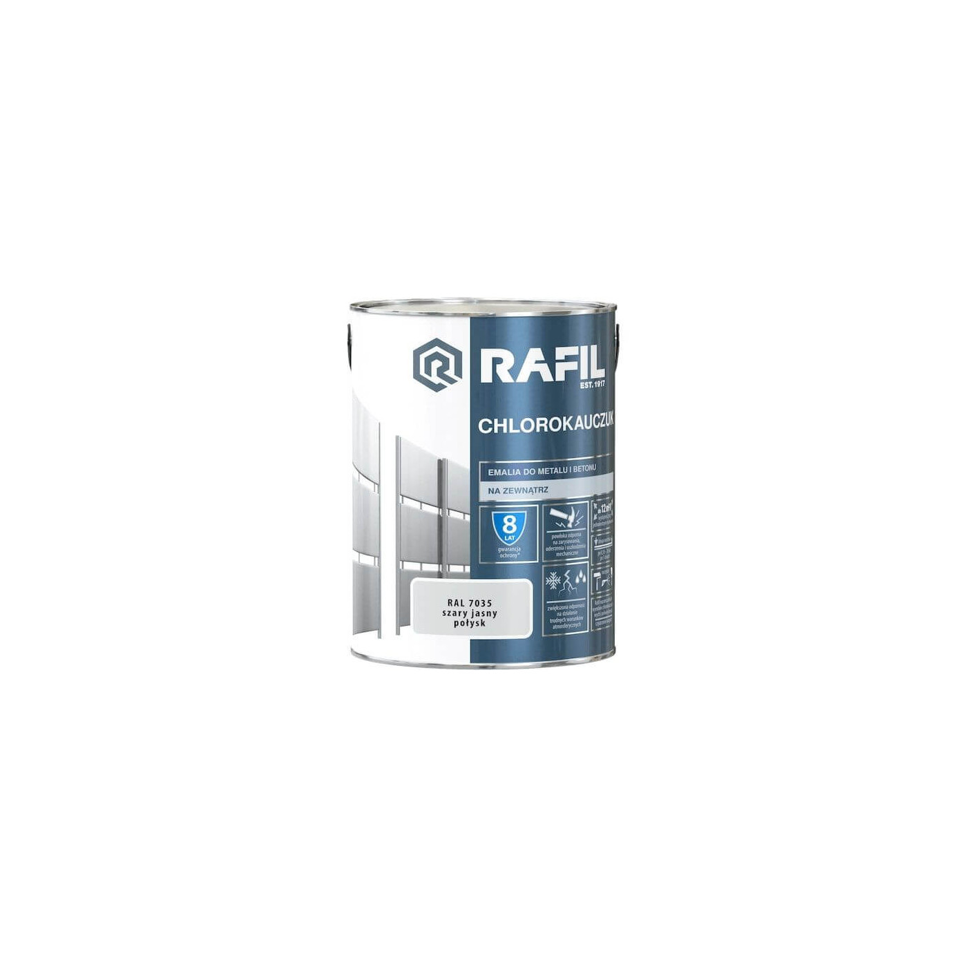 Emalia Chlorokauczukowa Szary Jasny RAL7035 5L Rafil Emalia Chlorokauczukowa Szary Jasny RAL7035 5L Rafil