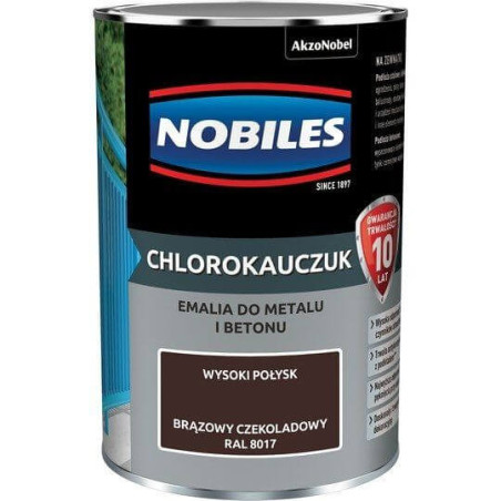 Farba Chlorokauczukowa Do Metalu i Betonu Brąz Czekoladowy Ral 8017 0,9L Nobiles