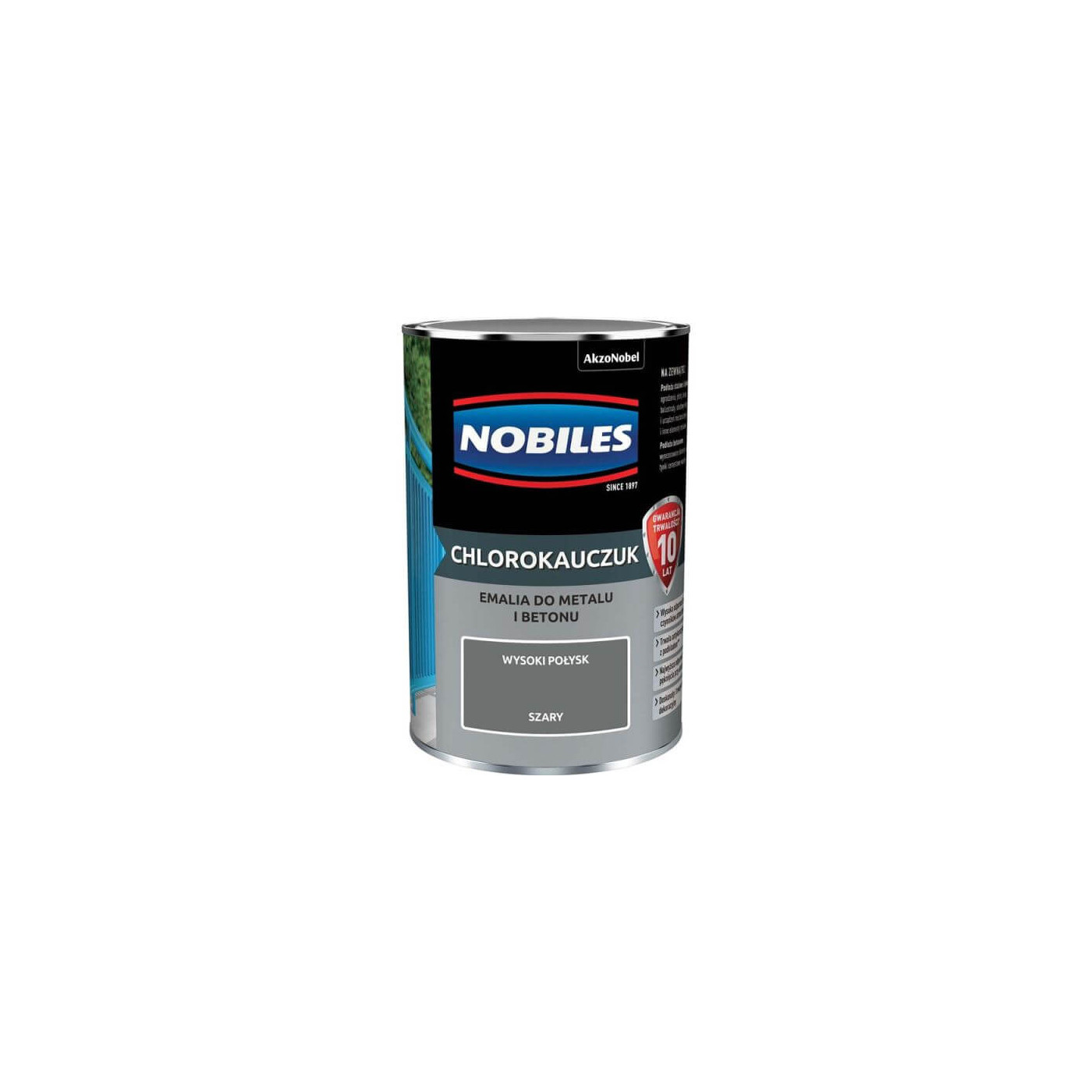 Farba Chlorokauczukowa Do Metalu i Betonu Szary 0,9L Nobiles Farba Chlorokauczukowa Do Metalu i Betonu Szary 0,9L Nobiles