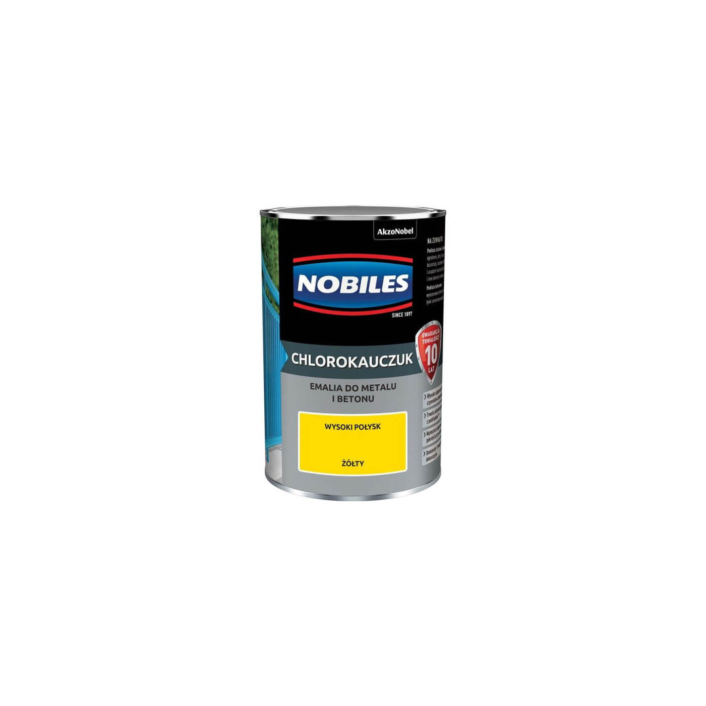 Farba Chlorokauczukowa Do Metalu i Betonu Żółty 0,9L Nobiles Farba Chlorokauczukowa Do Metalu i Betonu Żółty 0,9L Nobiles