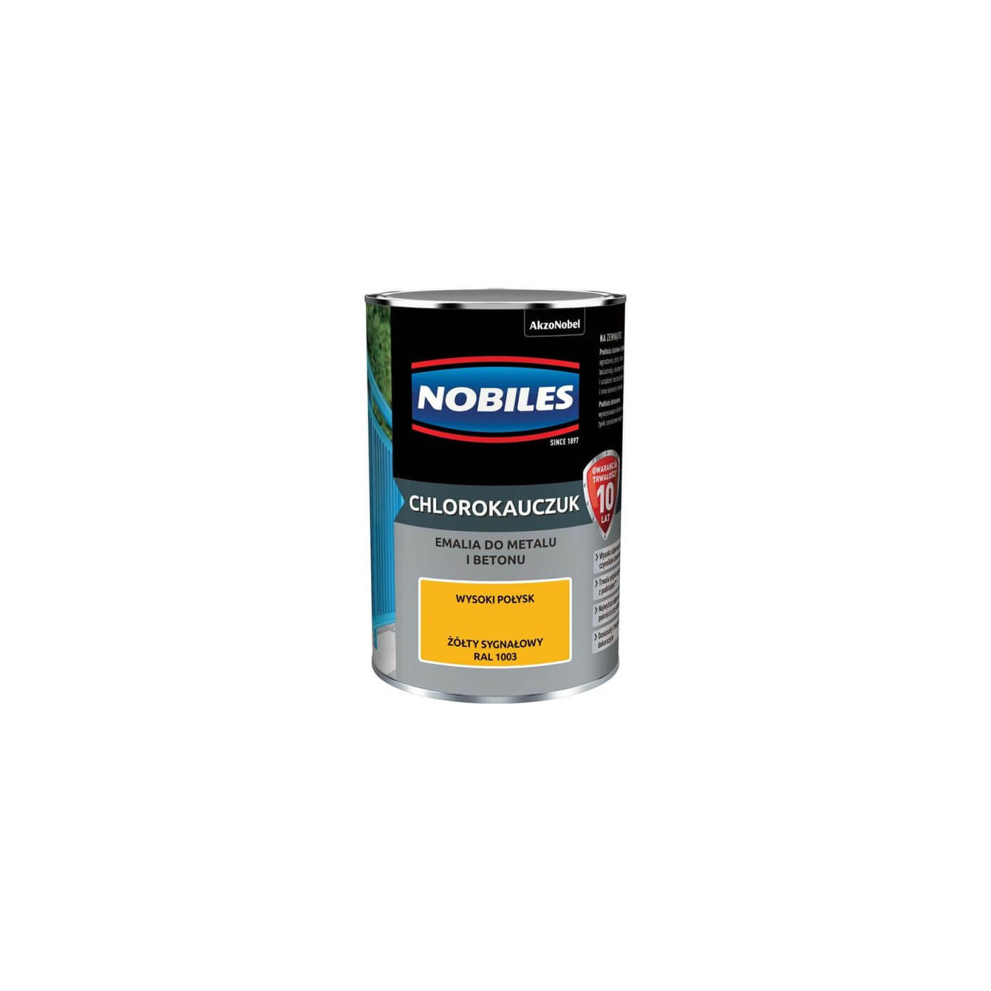 Farba Chlorokauczukowa Do Metalu i Betonu Żółty Sygnałowy Ral 1003 0,9L Nobiles Farba Chlorokauczukowa Do Metalu i Betonu Żółty Sygnałowy Ral 1003 0,9L Nobiles