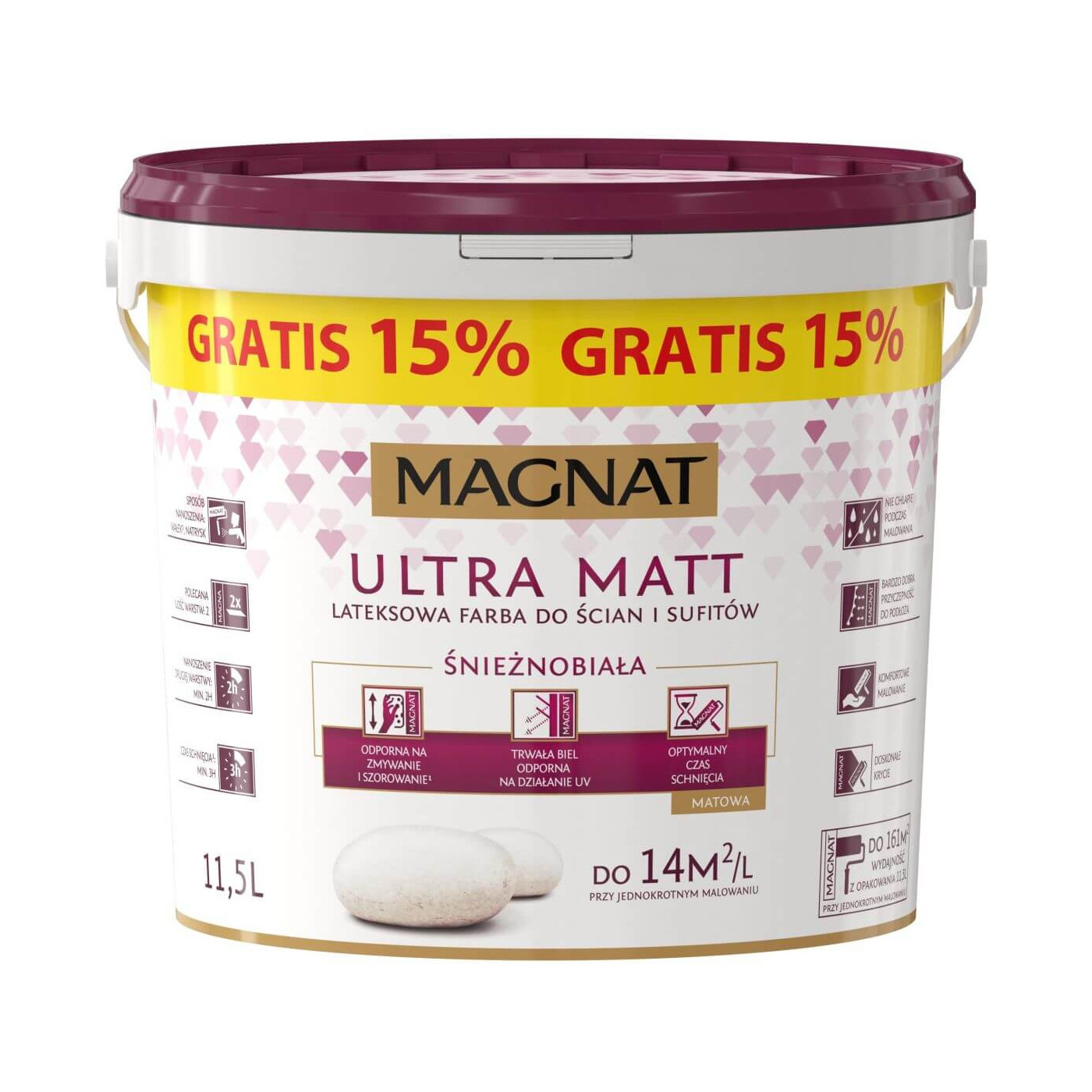 Farba Ultra Matt Do Ścian i Sufitów Biała 10L+15% Magnat Farba Ultra Matt Do Ścian i Sufitów Biała 10L+15% Magnat