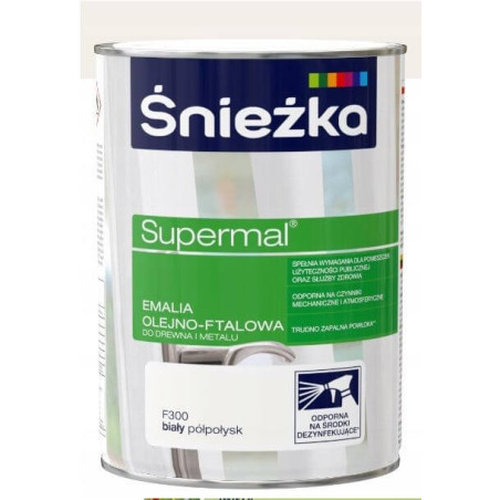 Emalia Olejno-Ftalowa Supermal Biały Półpołysk 0.8L Śnieżka