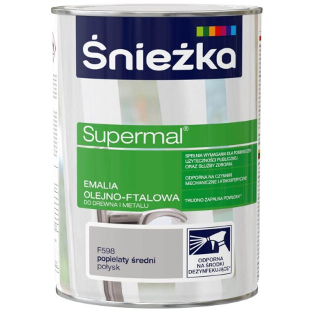 Emalia Olejno-Ftalowa Supermal Popielaty Średni 0.8L Śnieżka