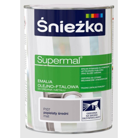 Emalia Olejno-Ftalowa Supermal Popielaty Średni MAT 0.8L Śnieżka