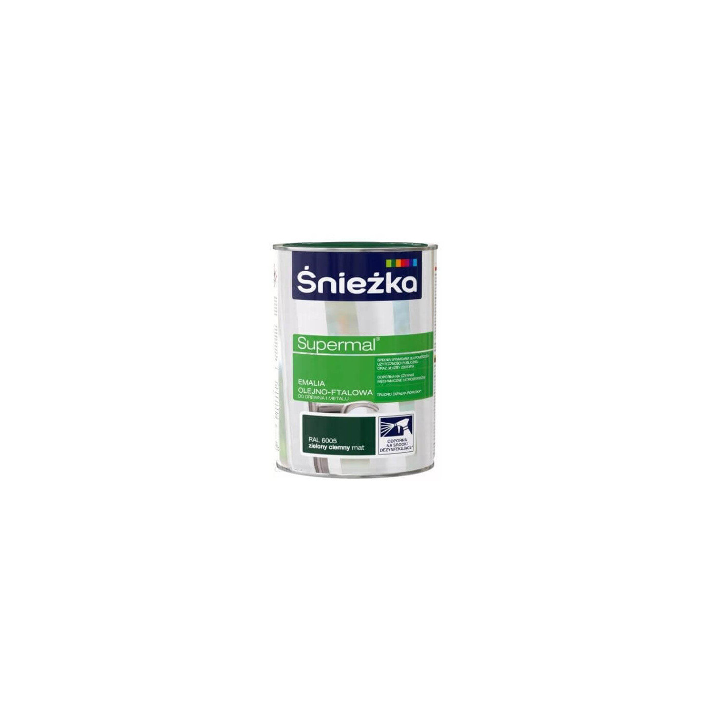 Emalia Olejno-Ftalowa Supermal Zielony Ciemny MAT 0.8L Śnieżka Emalia Olejno-Ftalowa Supermal Zielony Ciemny MAT 0.8L Śnieżka