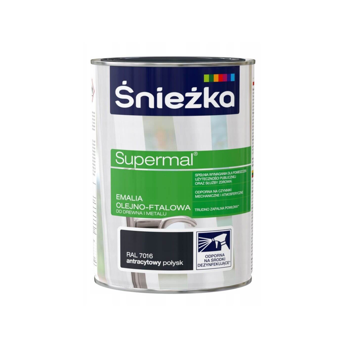 Emalia Olejno-Ftalowa Supermal Antracyt RAL7016 0.8L Śnieżka Emalia Olejno-Ftalowa Supermal Antracyt RAL7016 0.8L Śnieżka