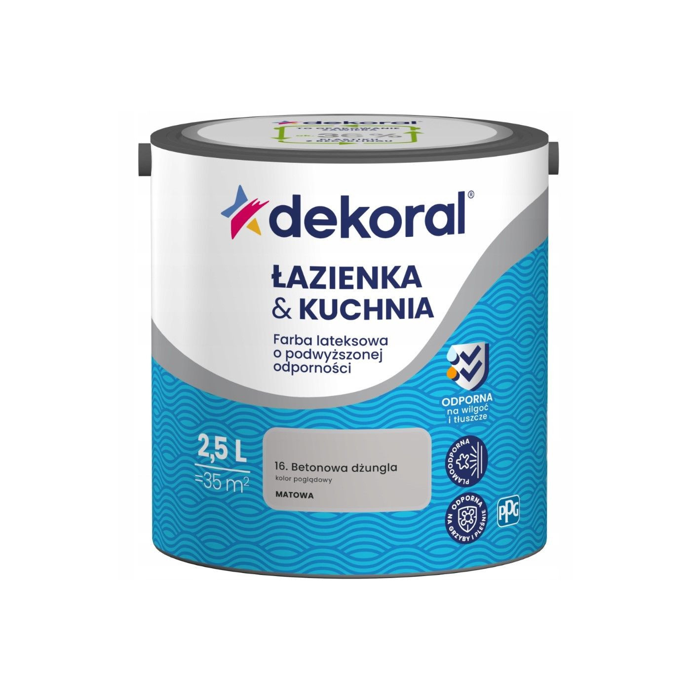 Farba Lateksowa Łazienka&Kuchnia Betonowa Dżungla 2,5L Dekoral Farba Lateksowa Łazienka&Kuchnia Betonowa Dżungla 2,5L Dekoral