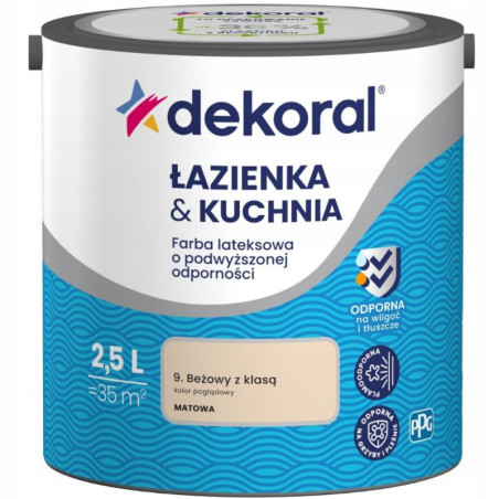 Farba Lateksowa Łazienka&Kuchnia Beżowy Z Klasą 2,5L Dekoral
