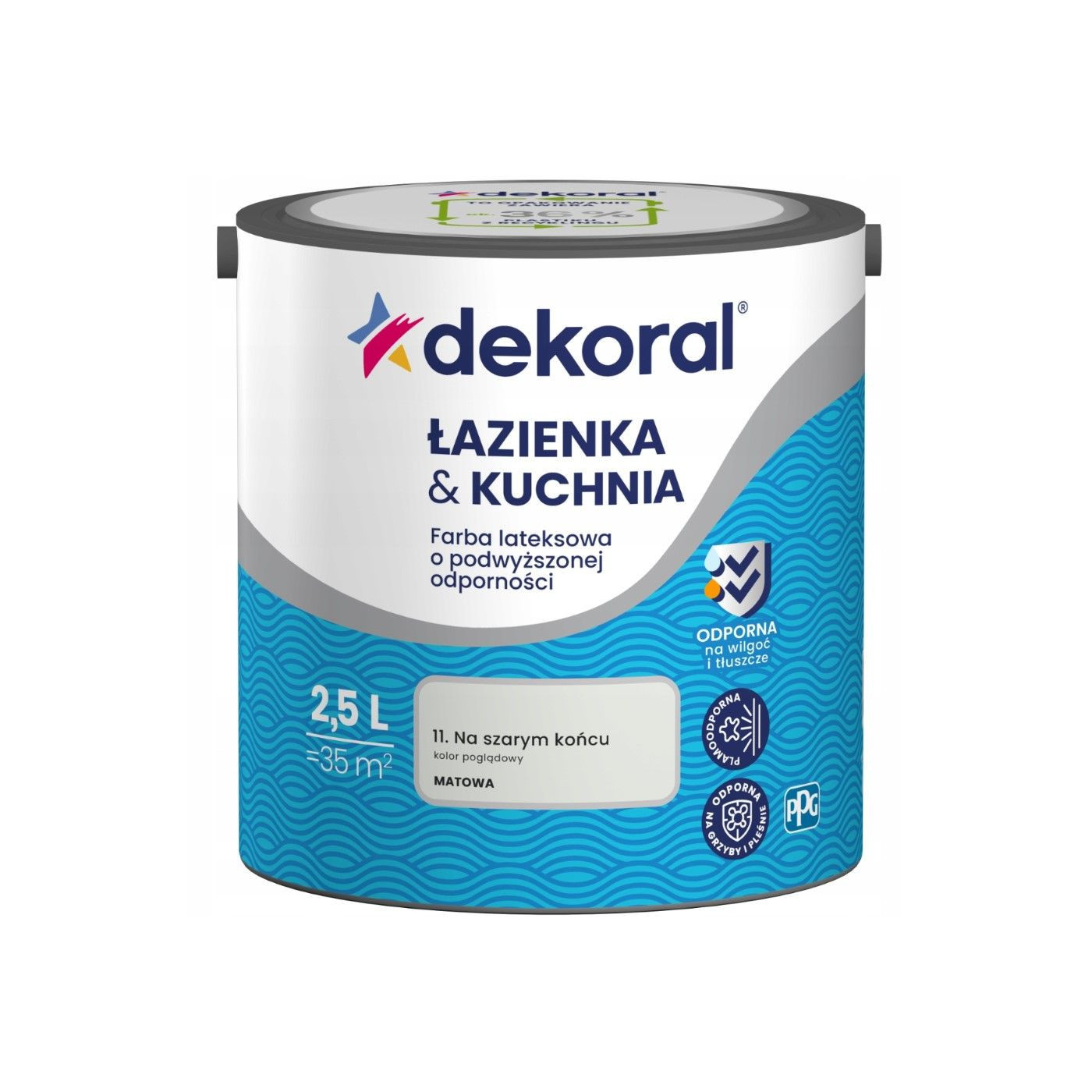 Farba Lateksowa Łazienka&Kuchnia Na Szarym Końcu 2,5L Dekoral Farba Lateksowa Łazienka&Kuchnia Na Szarym Końcu 2,5L Dekoral