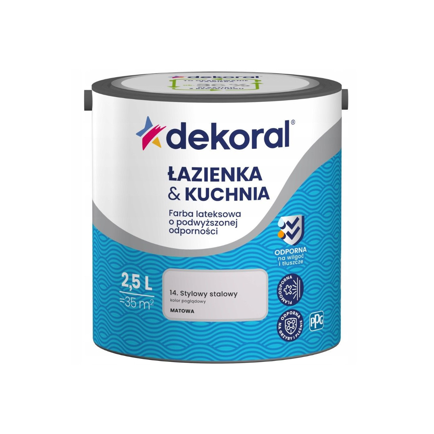 Farba Lateksowa Łazienka&Kuchnia Stylowy Stalowy 2,5L Dekoral Farba Lateksowa Łazienka&Kuchnia Stylowy Stalowy 2,5L Dekoral