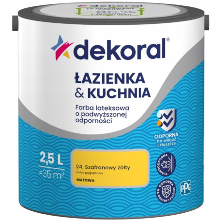 Farba Lateksowa Łazienka&Kuchnia Szafranowy Żółty 2,5L Dekoral