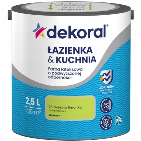 Farba Lateksowa Łazienka&Kuchnia Wesoła Limonka 2,5L Dekoral