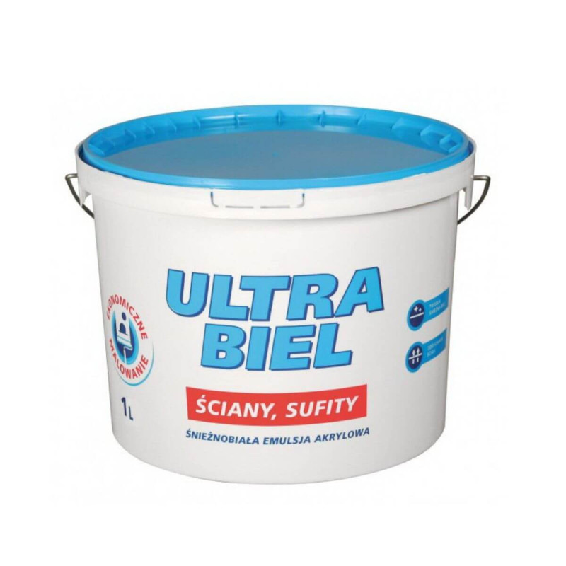Farba Akrylowa Ultra Biel Biała 1L Śnieżka Farba Akrylowa Ultra Biel Biała 1L Śnieżka