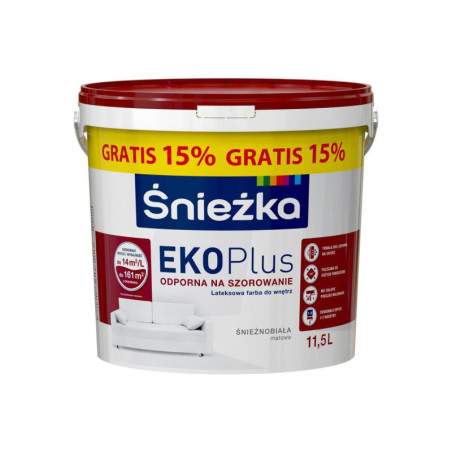 Farba Lateksowa Eko Plus Biały Mat 11.5 L Śnieżka
