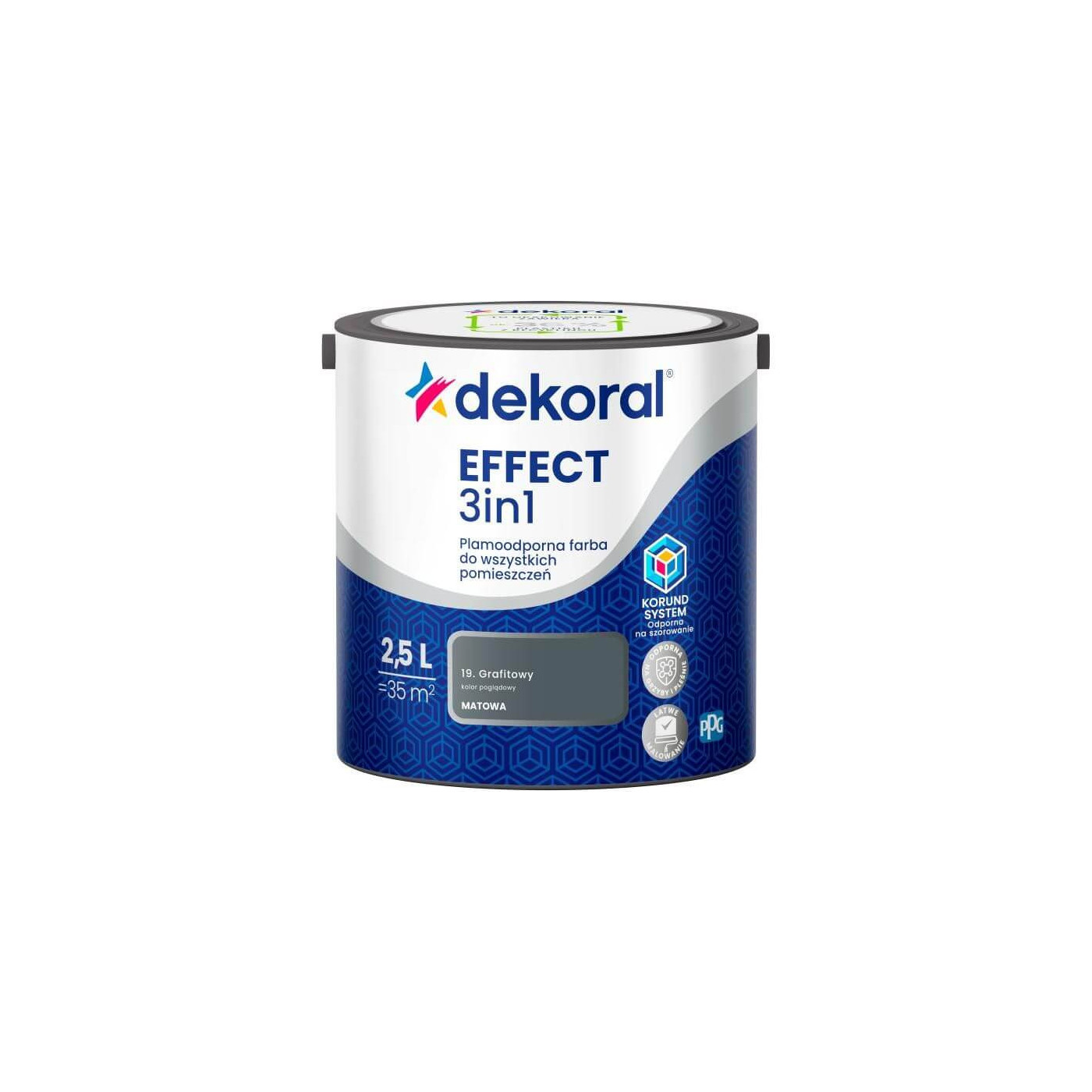 Farba Lateksowa Plamoodporna Effect 3IN1 2.5L Grafitowy Dekoral Farba Lateksowa Plamoodporna Effect 3IN1 2.5L Grafitowy Dekoral