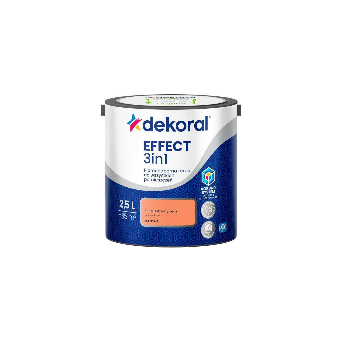 Farba Lateksowa Plamoodporna Effect 3IN1 2.5L Miedziany Brąz Dekoral Farba Lateksowa Plamoodporna Effect 3IN1 2.5L Miedziany Brąz Dekoral