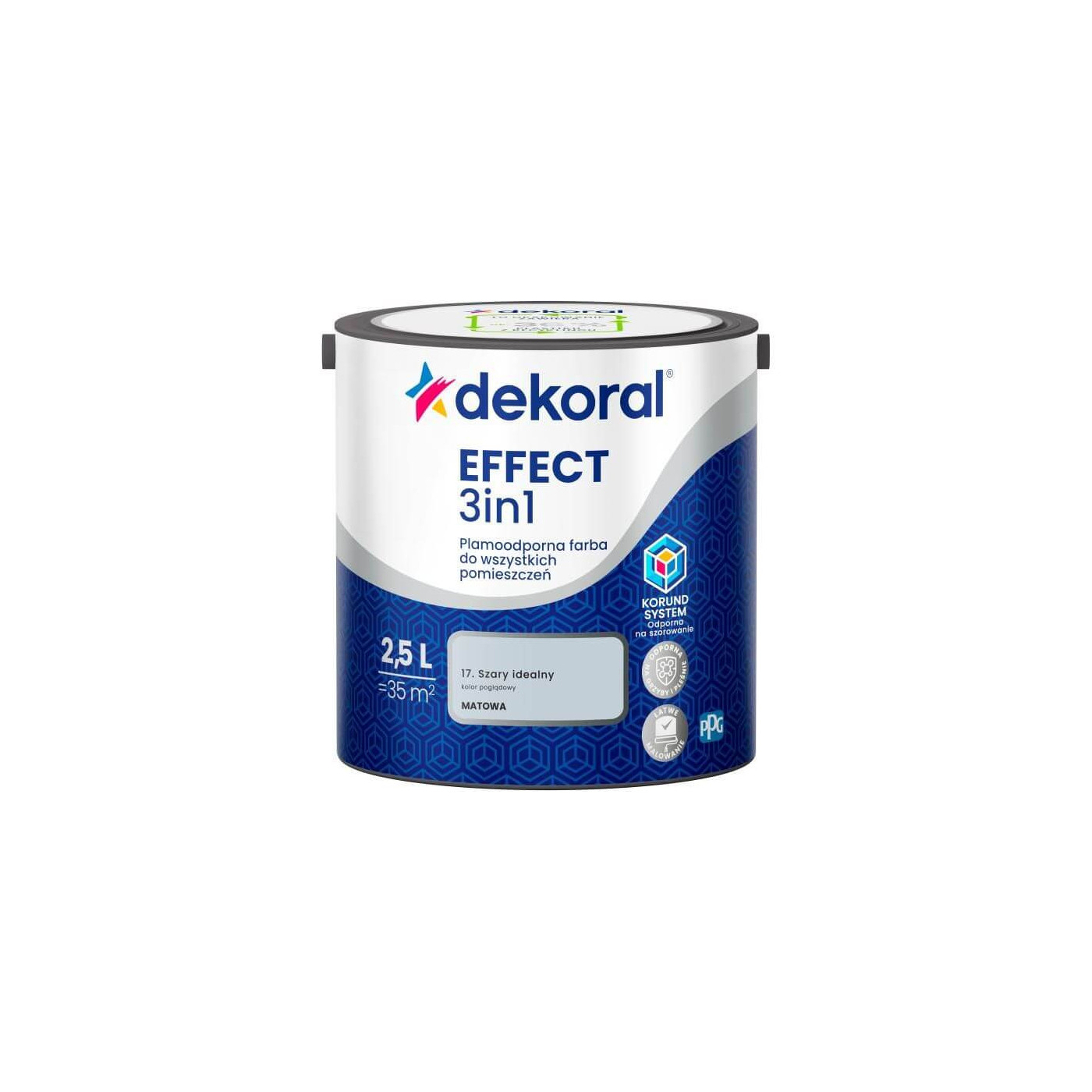 Farba Lateksowa Plamoodporna Effect 3IN1 2.5L Szary Idealny Dekoral Farba Lateksowa Plamoodporna Effect 3IN1 2.5L Szary Idealny Dekoral