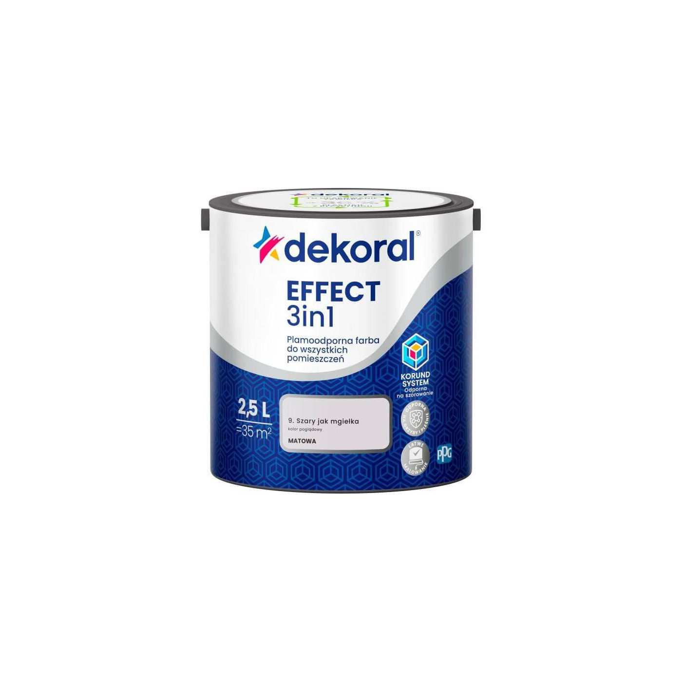 Farba Lateksowa Plamoodporna Effect 3IN1 2.5L Szary Jak Mgiełka Dekoral Farba Lateksowa Plamoodporna Effect 3IN1 2.5L Szary Jak Mgiełka Dekoral