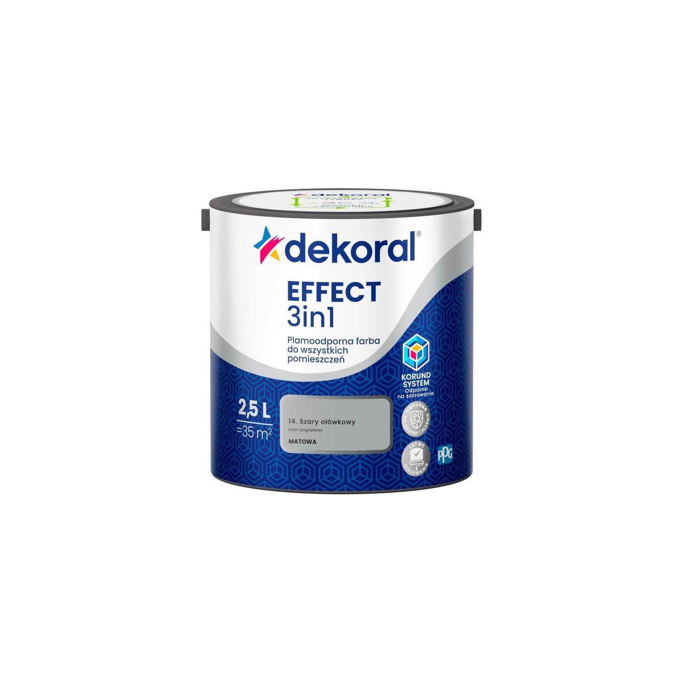 Farba Lateksowa Plamoodporna Effect 3IN1 2.5L Szary Ołówkowy Dekoral Farba Lateksowa Plamoodporna Effect 3IN1 2.5L Szary Ołówkowy Dekoral