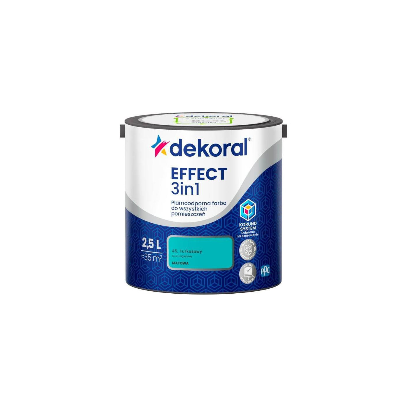 Farba Lateksowa Plamoodporna Effect 3IN1 2.5L Turkusowy Dekoral Farba Lateksowa Plamoodporna Effect 3IN1 2.5L Turkusowy Dekoral