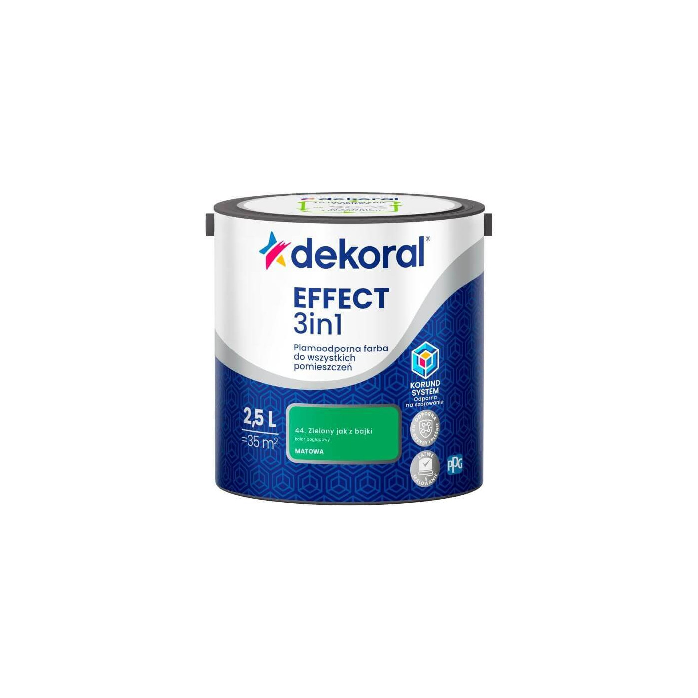Farba Lateksowa Plamoodporna Effect 3IN1 2.5L Zielony jak z Bajki Dekoral Farba Lateksowa Plamoodporna Effect 3IN1 2.5L Zielony jak z Bajki Dekoral