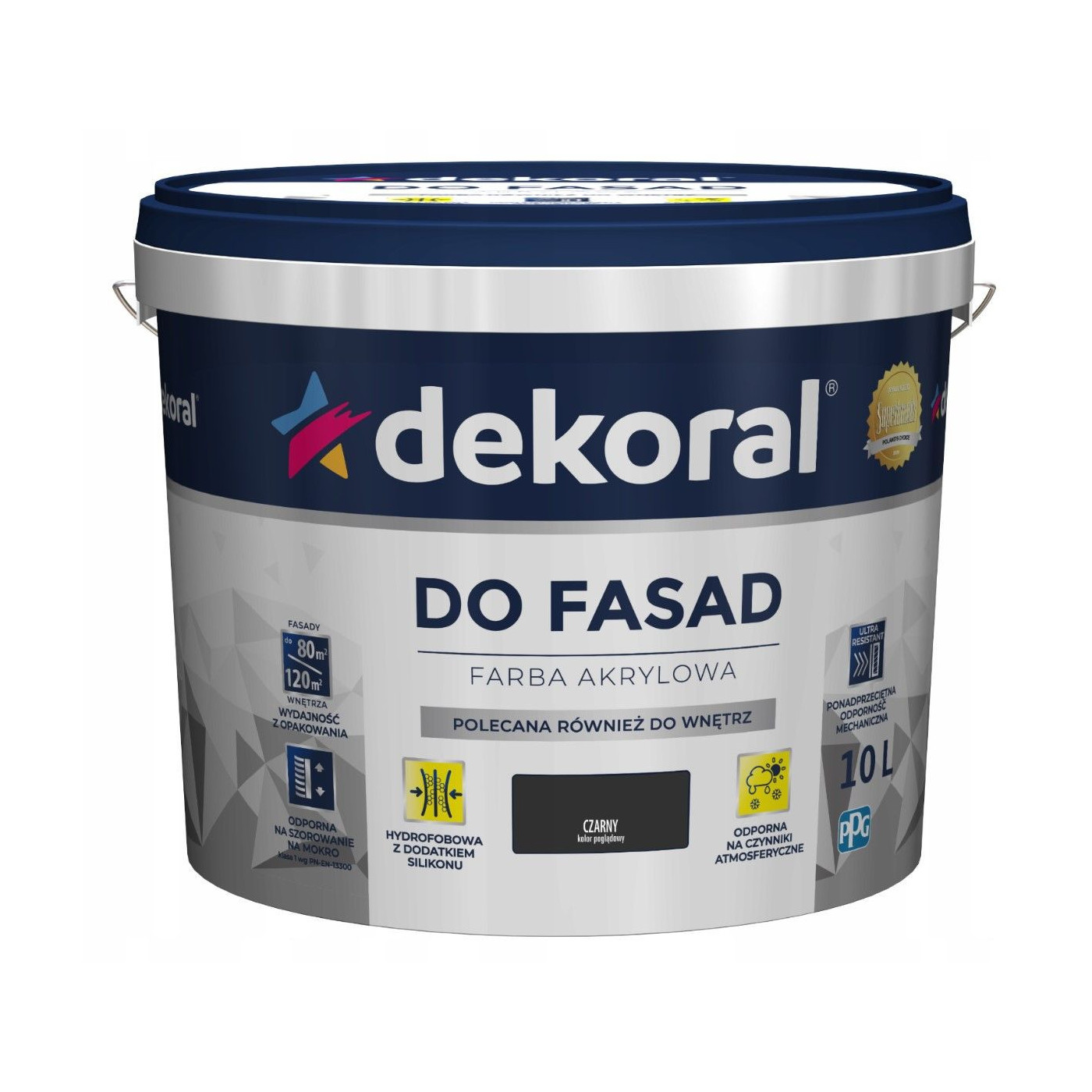 Farba Akrylowa Polinit Czarny 10L Dekoral Farba Akrylowa Polinit Czarny 10L Dekoral