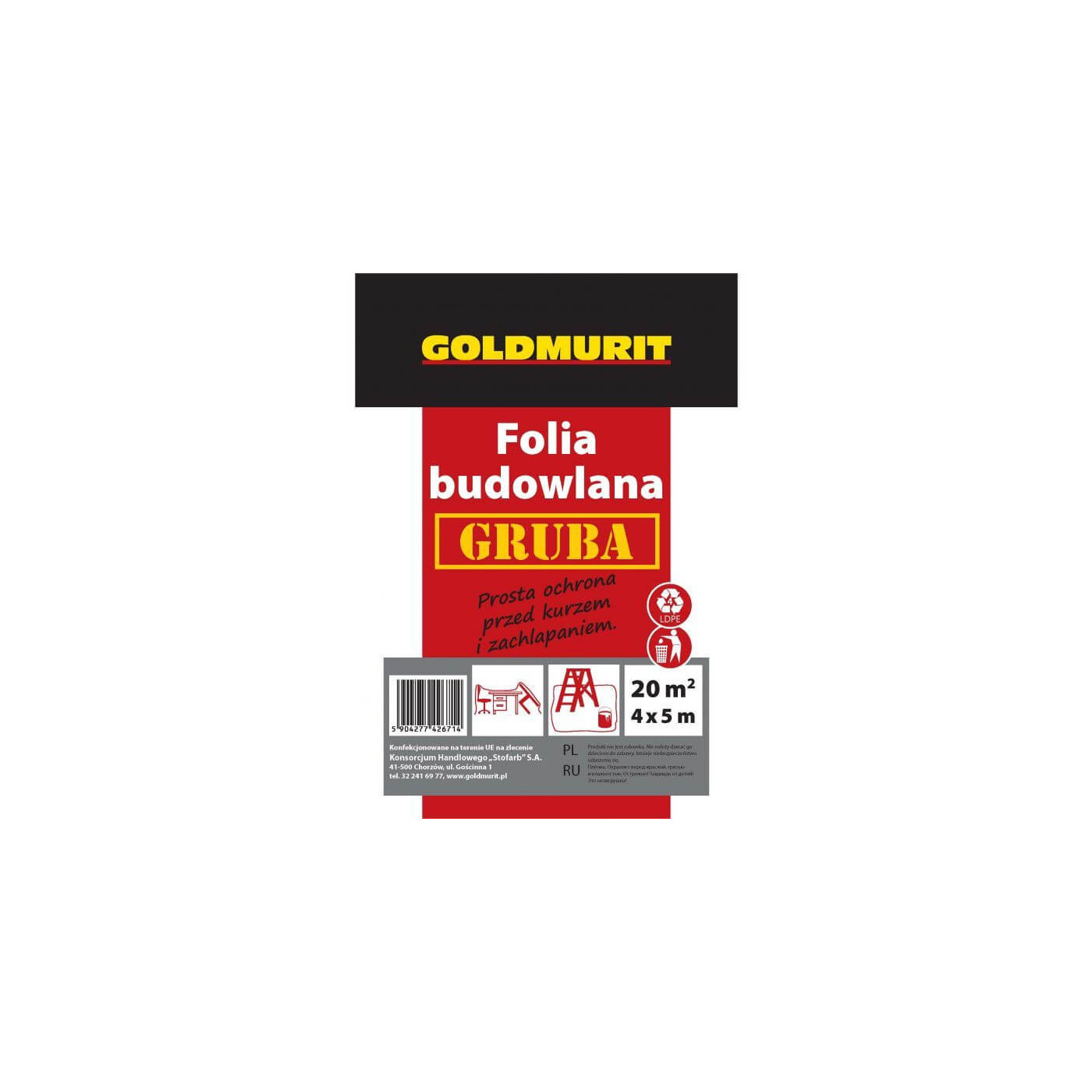 Folia Budowlana LDPE Gruba 4x5m Goldmurit Folia Budowlana LDPE Gruba 4x5m Goldmurit