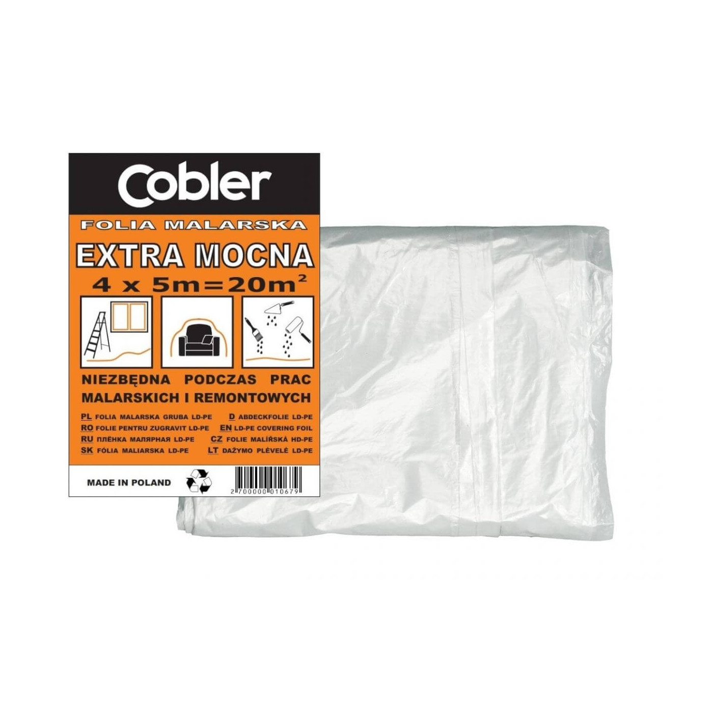Folia Malarska Extra Mocna 4x5m 20m2 Cobler Folia Malarska Extra Mocna 4x5m 20m2 Cobler