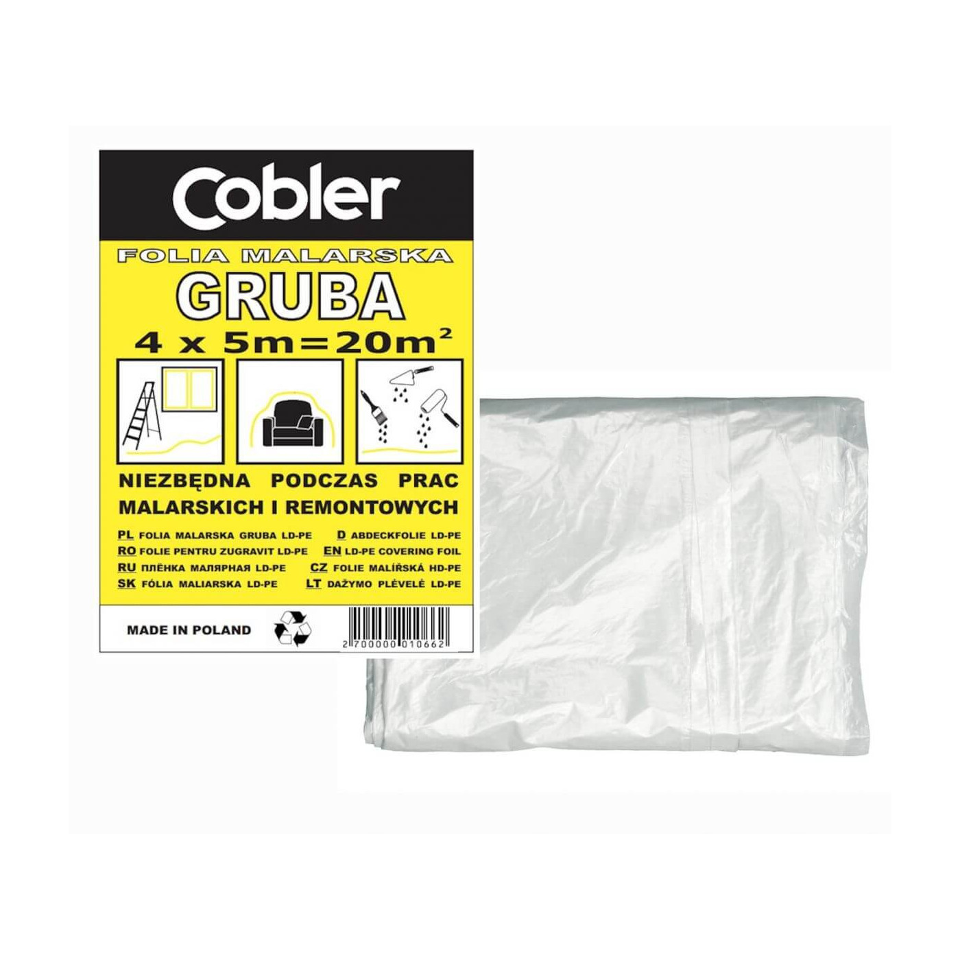Folia Malarska Gruba 4x5 m Cobler Folia Malarska Gruba 4x5 m Cobler