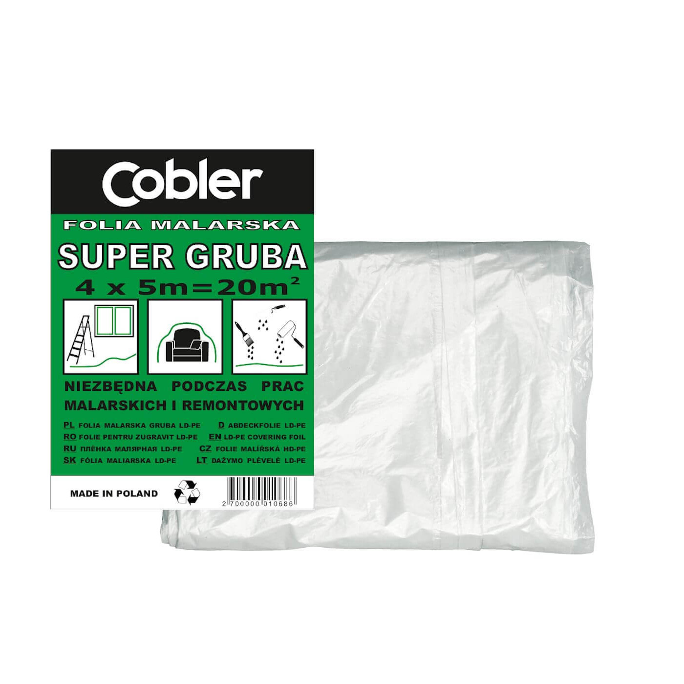 Folia Malarska Super Gruba 4x5m Cobler Folia Malarska Super Gruba 4x5m Cobler