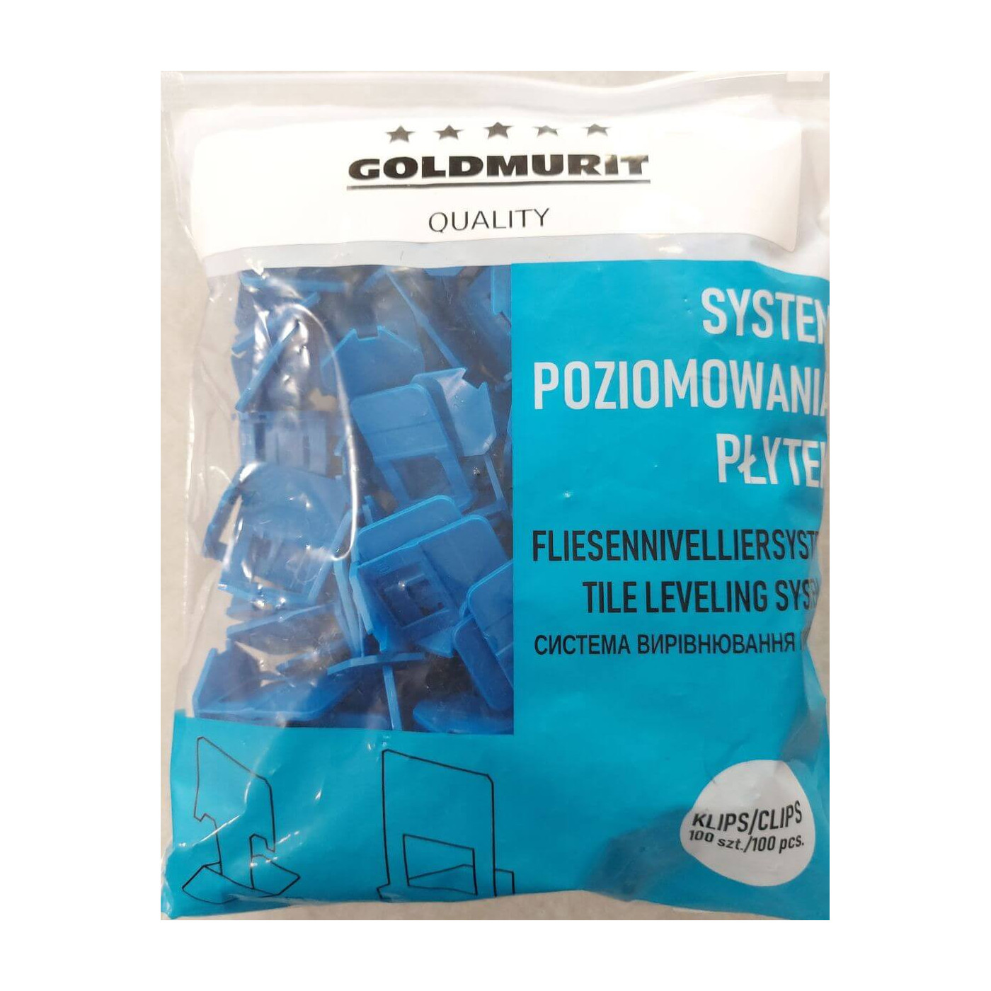 Klipsy Do Poziomowania Płytek 1 mm Niebieskie 100 Szt. Goldmurit Klipsy Do Poziomowania Płytek 1 mm Niebieskie 100 Szt. Goldmurit