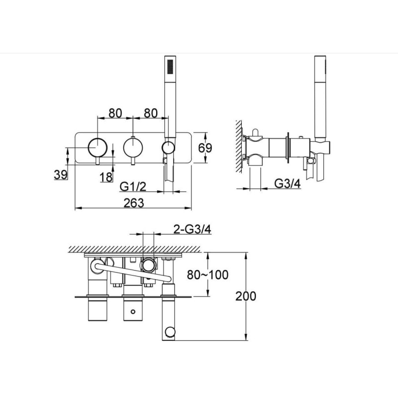 Bateria Wannowa Termostatyczna Axel Gold QW265AGD Kohlman Bateria Wannowa Termostatyczna Axel Gold QW265AGD Kohlman