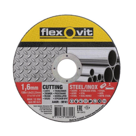 Tarcza 125x1,6x22,23 A 46 R-BF41 STAL/INOX Flexovit