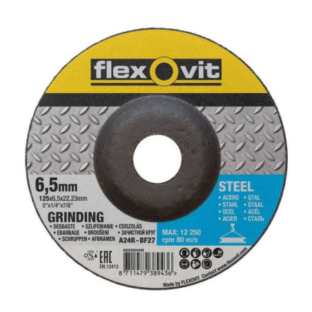 Tarcza 125x6,5x22,23 A 24 R-BF27 STAL Flexovit