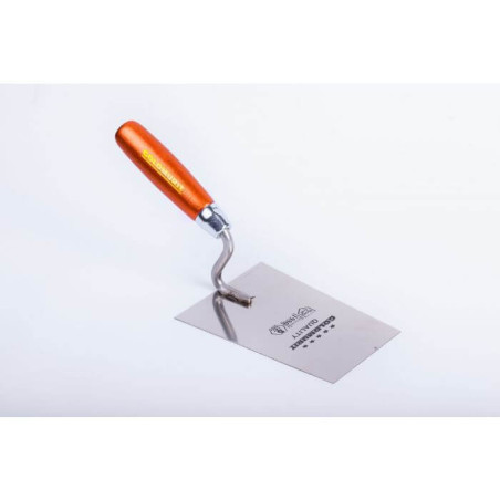 Nierdzewna Kielnia Trapezowa Szeroka 160 mm Uchwyt Drewniany Goldmurit