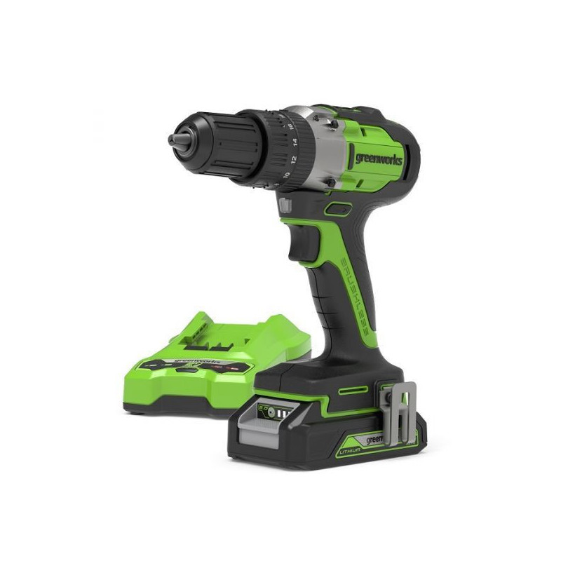 Zestaw Wiertarko-wkrętarka Gd24Dd35K2 + Ładowarka + Aku 2 Ah + Walizka 24V GR3704007UA Greenworks Zestaw Wiertarko-wkrętarka Gd24Dd35K2 + Ładowarka + Aku 2 Ah + Walizka 24V GR3704007UA Greenworks