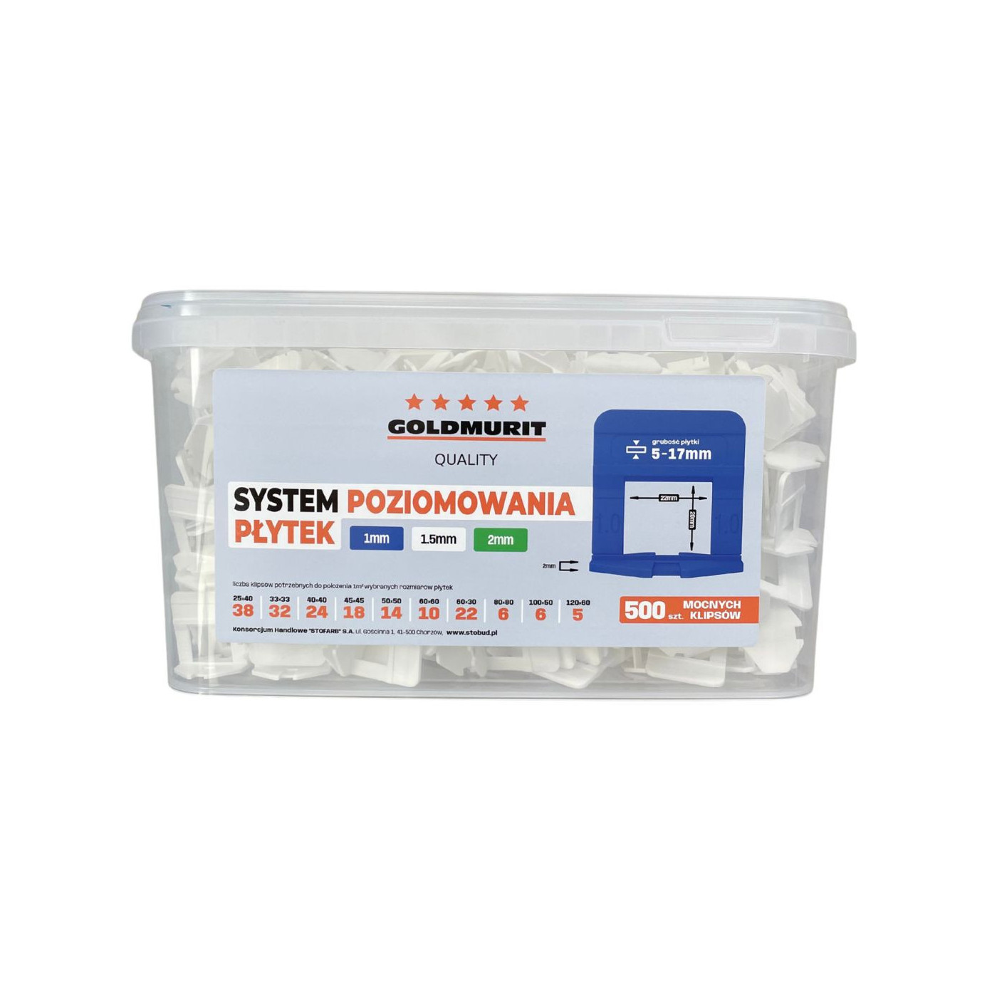 Klipsy Do Poziomowania Płytek Rozmiar 1,5mm Białe Opakowanie 500 sztuk Goldmurit Klipsy Do Poziomowania Płytek Rozmiar 1,5mm Białe Opakowanie 500 sztuk Goldmurit