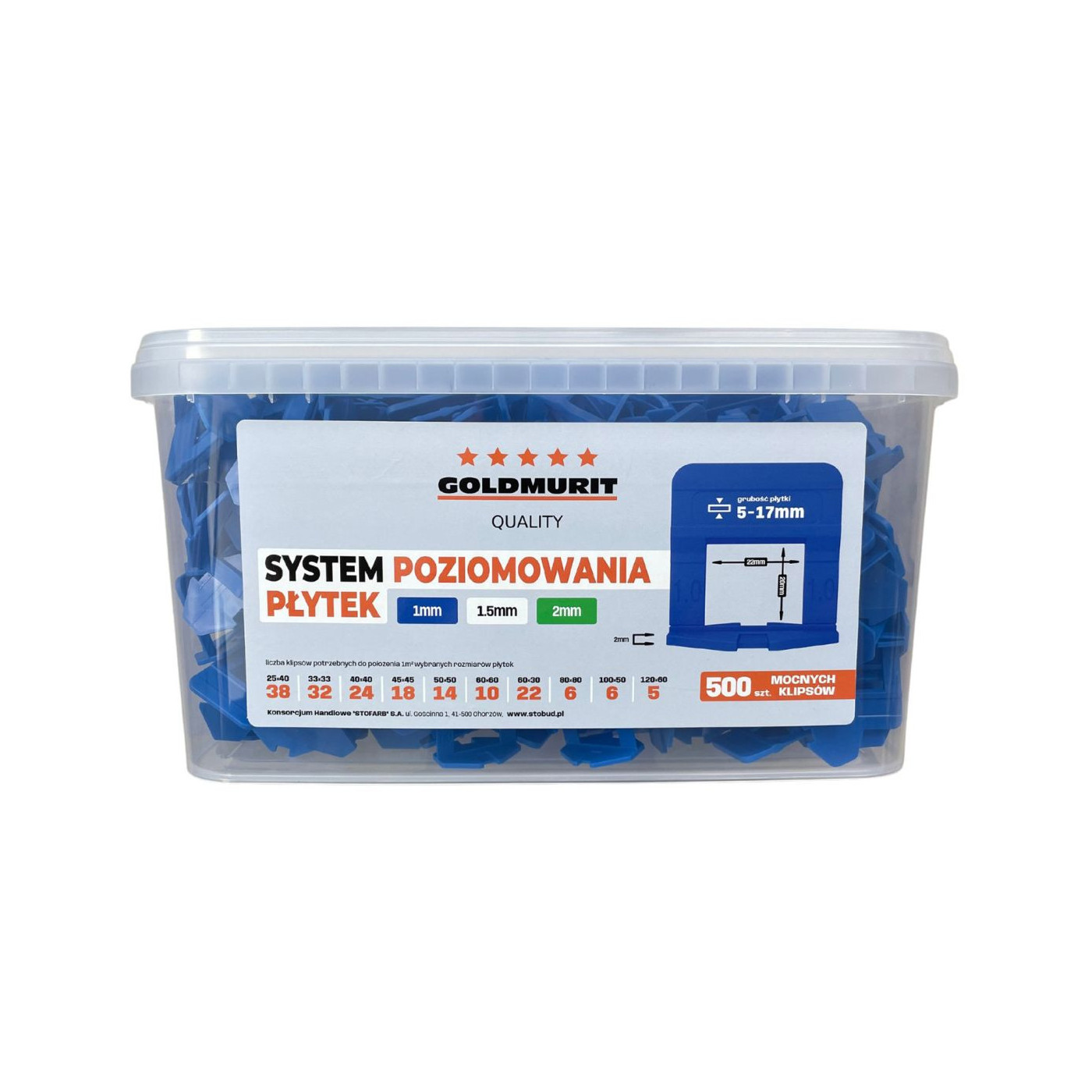 Klipsy Do Poziomowania Płytek Rozmiar 1mm Niebieskie Opakowanie 500 sztuk Goldmurit Klipsy Do Poziomowania Płytek Rozmiar 1mm Niebieskie Opakowanie 500 sztuk Goldmurit