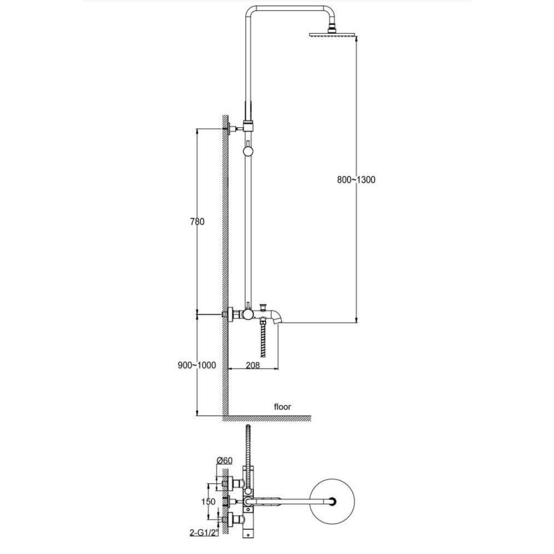 Zestaw Prysznicowy Axel Gold QW277AGD Kohlman Zestaw Prysznicowy Axel Gold QW277AGD Kohlman