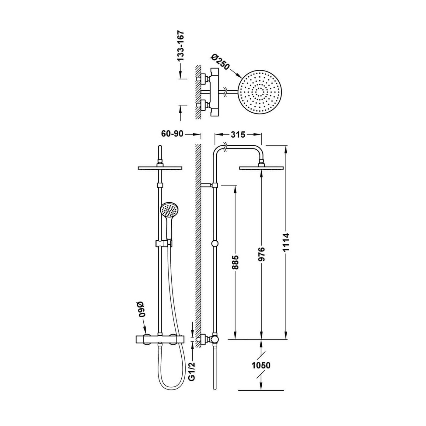 Zestaw Prysznicowy Termostatyczny Base Plus Chrom 21639301 Tres Zestaw Prysznicowy Termostatyczny Base Plus Chrom 21639301 Tres