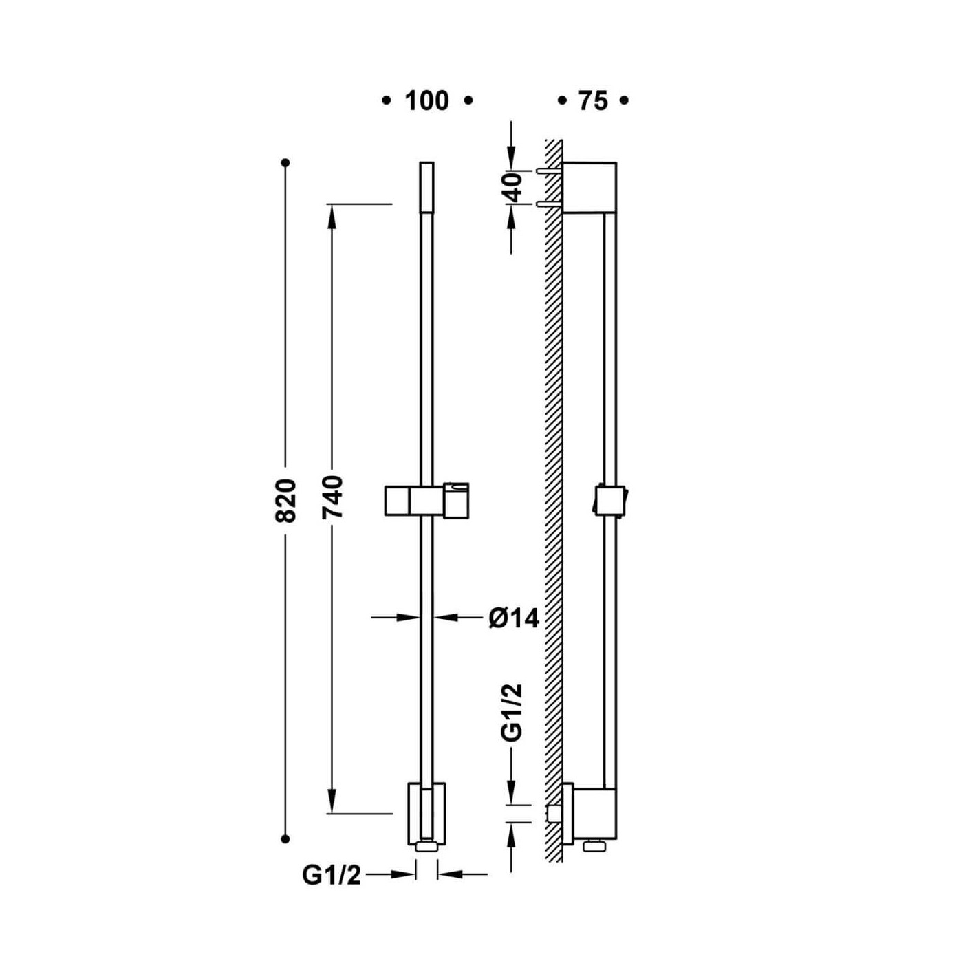 Drążek Prysznicowy 740mm Czarny Brąz 03493299KMB Tres Drążek Prysznicowy 740mm Czarny Brąz 03493299KMB Tres