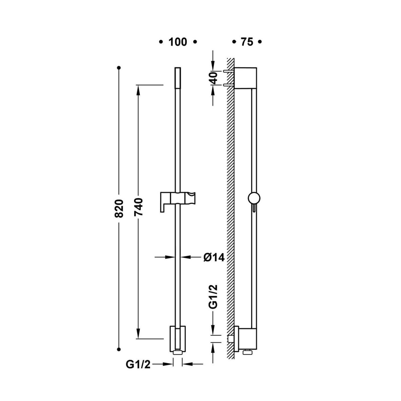 Drążek Prysznicowy Przesuwny 740mm Czarny Brąz 03493199KMB Tres Drążek Prysznicowy Przesuwny 740mm Czarny Brąz 03493199KMB Tres